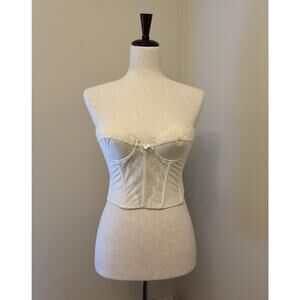 lady marlene Vintage Corset Bra Ivory Push Up Laced Size 34